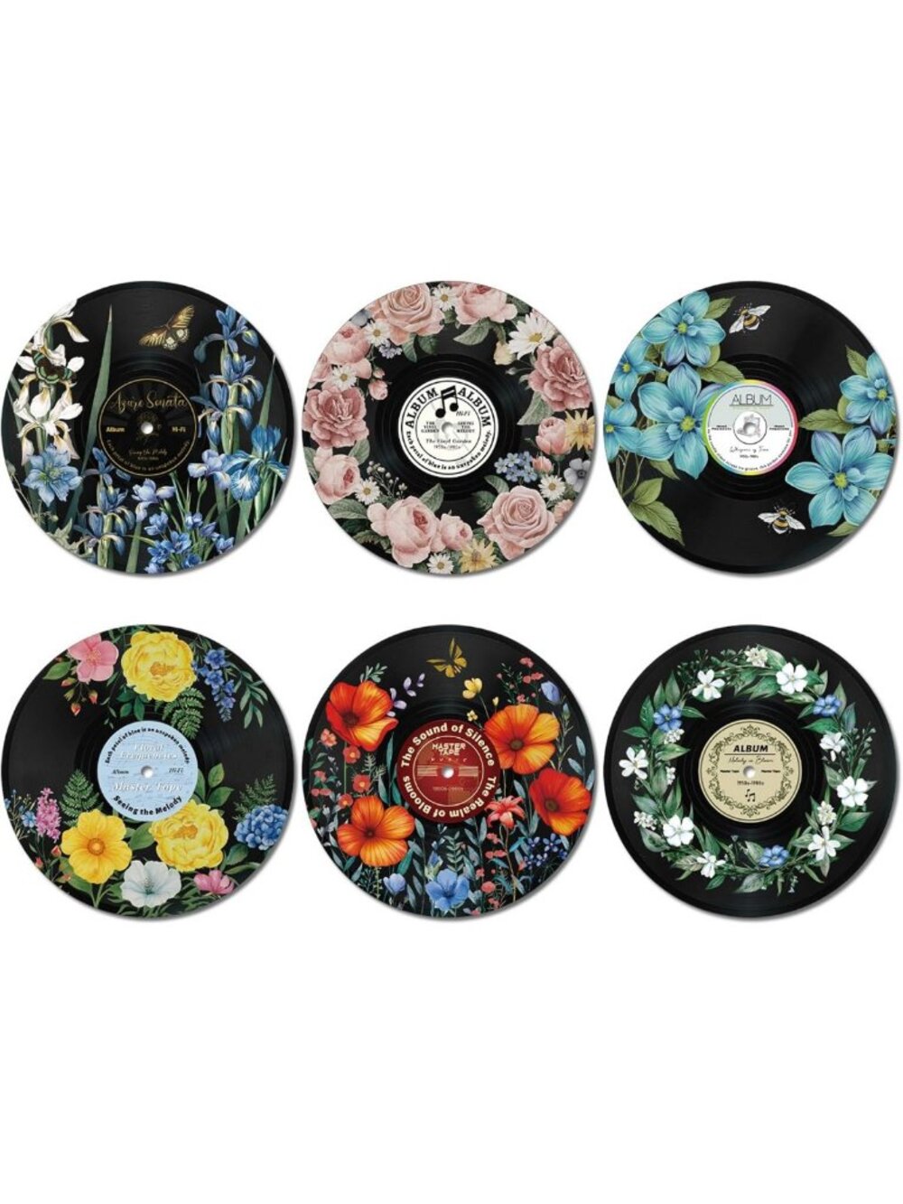 Vintage 12-Inch Vinyl Records Wall Decor | Retro Aesthetic Art for Dorm & Living